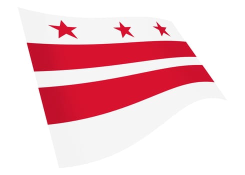 A Washington DC waving flag 3d illustration isolated on white with clipping path