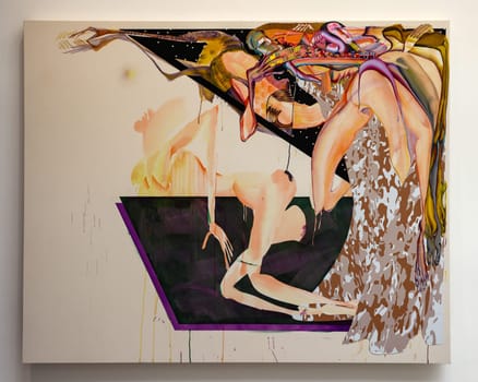 Venice, Italy - September 6, 2022: 59th Venice Art Biennale in Venice. Hangin  There, Baby by the American artist Christina Quarles