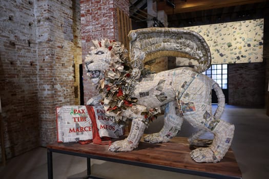 Venice, Italy - September 6, 2022: Swatch pavilion, in Arsenale at 59th Venice Art Biennale in Venice.