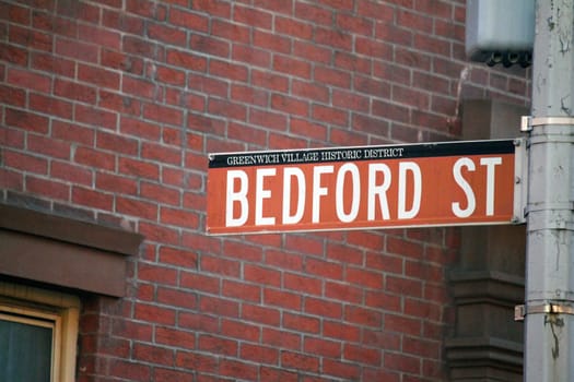 Bedford Street historic sign in Midtown Manhattan in New York City