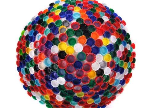 color plastic caps as easy recycle background
