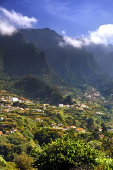 Madeira mountain scenery, Lombo da Serra dos Judeus  Portugal. View of Pico de Selada, Pico da Escada