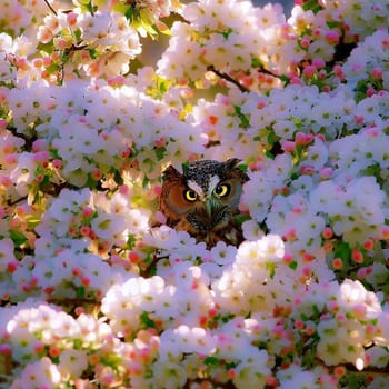 The Owl hiding in apple pear with very nice background color