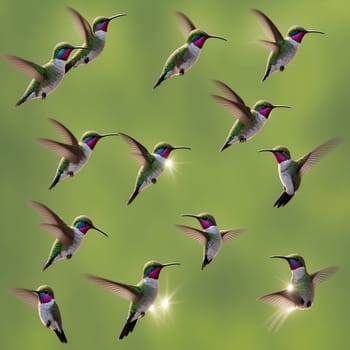 The hummingbird  flying next to beautiful flower - AI Generated