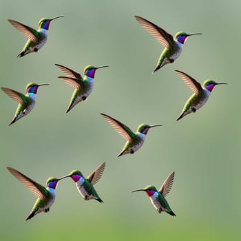 The hummingbird  flying next to beautiful flower - AI Generated