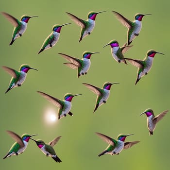 The hummingbird  flying next to beautiful flower - AI Generated
