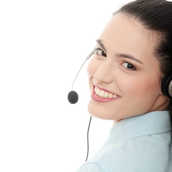 Call center woman with headset.