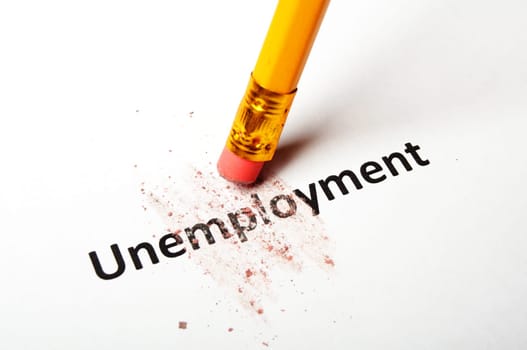 unemployment word and eraser showing job or work concept