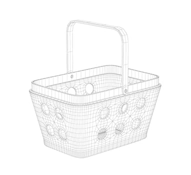 3D wire-frame model of shopping basket
