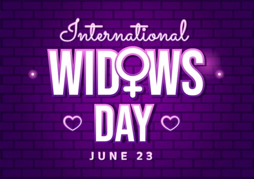 International Widows Day Vector Illustration on June 23 with Woman Mourns and Injustice Faced by Widow in Flat Cartoon Hand Drawn Templates