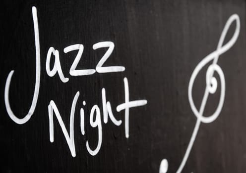 Jazz Night advertisement sign on blackboard