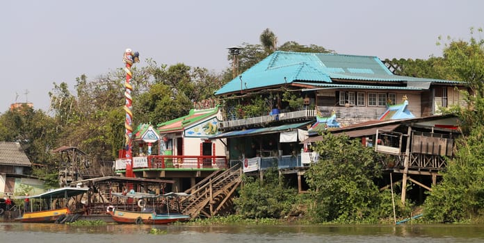 House on the river in Thailand in Ayutthaya