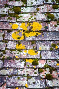 Background of old roof covered with tiles