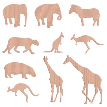 box paper animal shape isolayed on white background