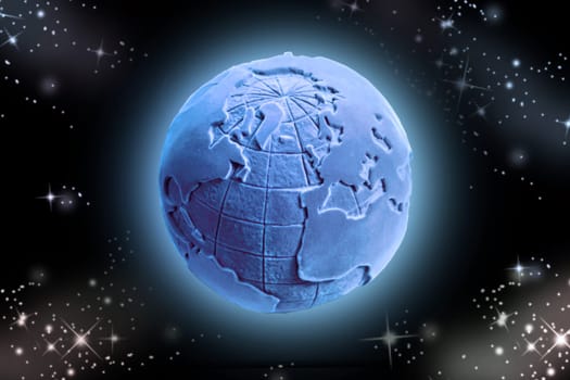 Picture of a globe. The globe. An artificial representation of the earth.