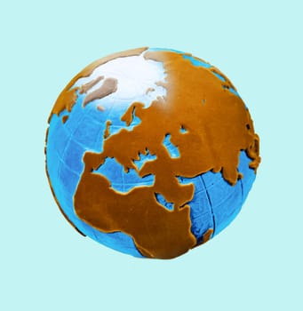 Picture of a globe. The globe. An artificial representation of the earth.