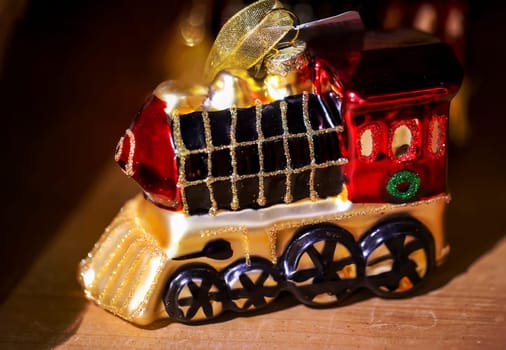 Close-up of a Christmas tree ornament. Glass ornaments for the Christmas tree.