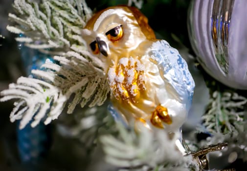Close-up of a Christmas tree ornament. Glass ornaments for the Christmas tree.