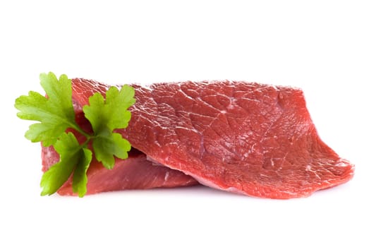 Raw beef frying steak isolated over white background