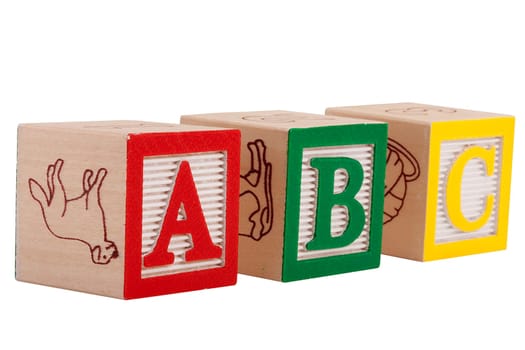 Wooden blocks with letters and numbers for the development of intelligence in children.