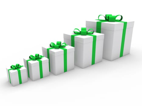 3d gift box ribbon green white birthday