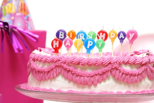 Unlit candles that spell out happy birthday to celebrate someones special day.