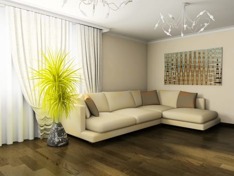 interior of drawing room 3d rendering