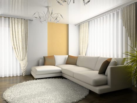 interior of drawing room 3d rendering
