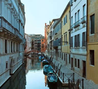 Nice summer venetian canal view (Venice, Italy)