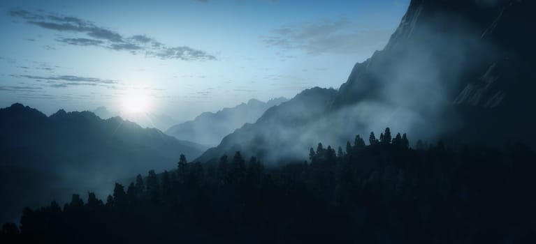 An image of an early morning mountain sunrise