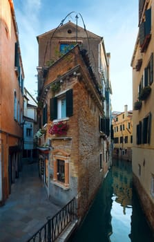 Nice summer venetian canal view (Venice, Italy)