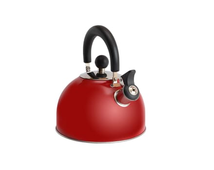 New red kettle isolated on white background with clipping path