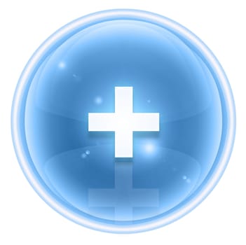 Plus icon ice, isolated on white background