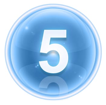 Number five icon ice, isolated on white background