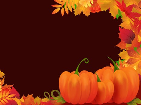 Illustration with frame of autumn leaves