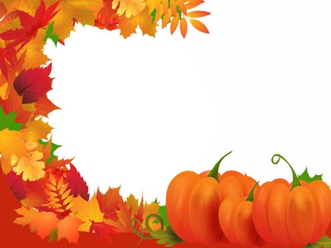 Illustration with frame of autumn leaves