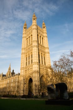 London Victoria Tower stands at the House of Lords end of the Palace of Westminster.