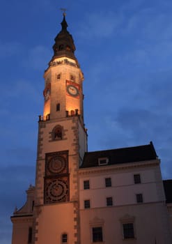 City hall in Goerlitz city at night