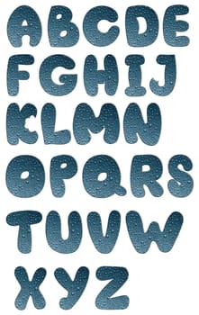 Water bubbles on a blue glass - Alphabet