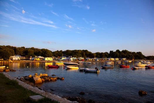 camping on the seasite in evening light