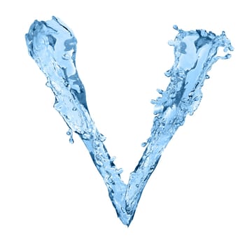 alphabet made of frozen water - the letter V