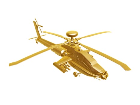 golden apache  helicopter isolated on white background