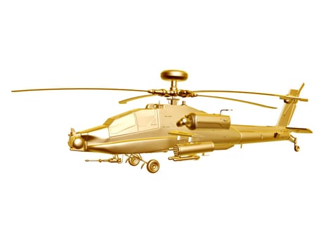 golden apache  helicopter isolated on white background