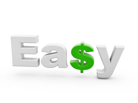 easy green dollar sign with shadow isolated on white background