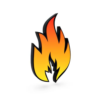 solid flame symbol isolated over white background