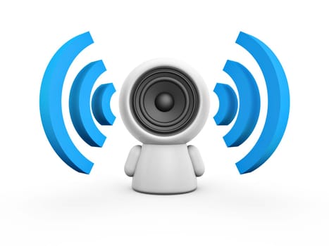 speaker talk doll sitting on white background
