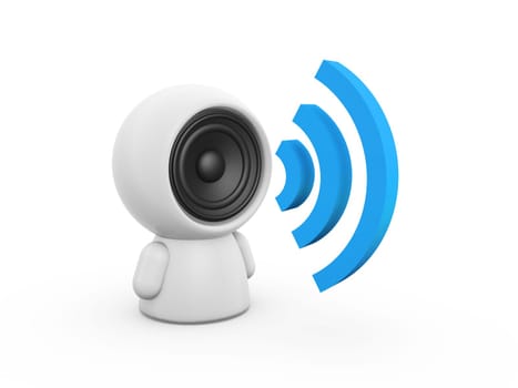 speaker talk doll sitting on white background