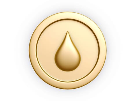 oil drop symbol gold coin isolated on white background