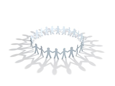 paper men team circle over white background