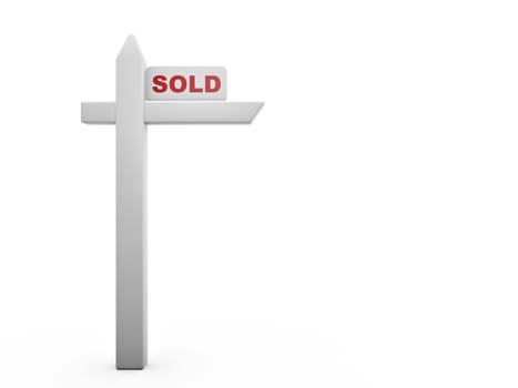 red sold sign isolated on white background